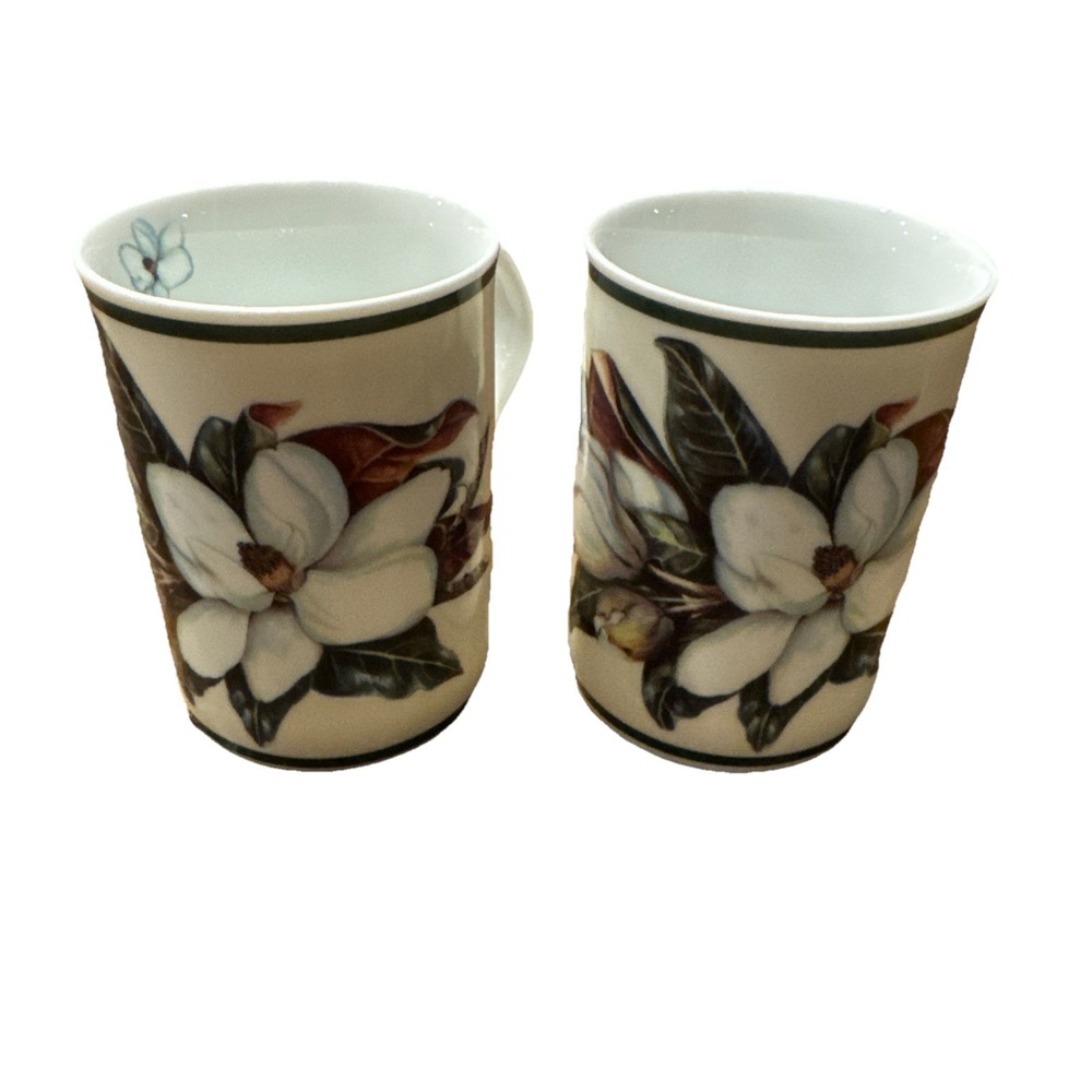 Magnolia by Designer Maria Ryan Inhesion Giftware Fine Porcelain 8 oz Mugs
